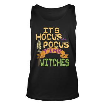 Its Hocus Pocus Time Witches Funny Halloween Unisex Tank Top - Seseable