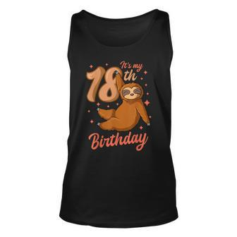Its My 18Th Birthday Sloth Theme Party Celebration 18 Unisex Tank Top - Thegiftio UK