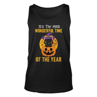 Its The Most Wonderful Time Of The Year Black Cat Halloween Unisex Tank Top - Thegiftio UK