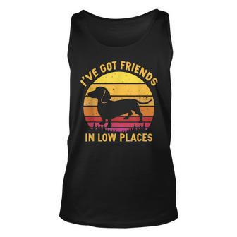 Ive Got Friends In Low Places Funny Dachshund Apparel Men Women Tank Top Graphic Print Unisex - Thegiftio UK