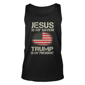Jesus Is My Savior Trump Is My President Tshirt Unisex Tank Top - Monsterry CA