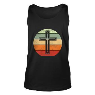 Jesus Retro Cross Christ God Faith Religious Funny Christian Unisex Tank Top - Monsterry