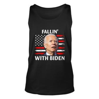 Joe Biden Falling Off Bike Fallin With Biden Unisex Tank Top - Monsterry