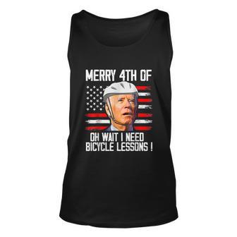 Joe Biden Falling Off Bike Funny Joe Biden Falls Off Bike Bicycle 4Th Of July Unisex Tank Top - Monsterry UK