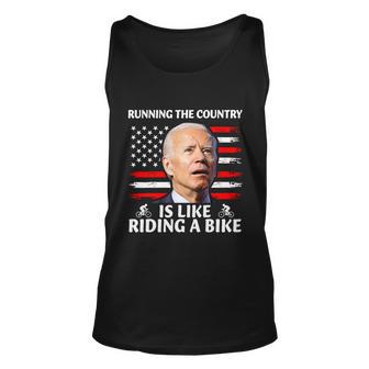 Joe Biden Falling Off Bike Running The Country Is Like Riding A Bike V3 Unisex Tank Top - Monsterry