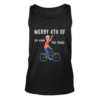 Joe Biden Falls Off His Bike Funny Biden Bike V4 Unisex Tank Top - Monsterry AU