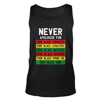 Juneteenth Black Pride Never Apologize For Your Blackness Unisex Tank Top - Thegiftio UK
