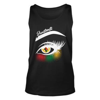 Juneteenth Red Gold Green Eyelashes Unisex Tank Top - Monsterry