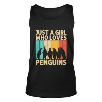 Just A Girl Who Lives Penguins Retro Vintage Unisex Tank Top - Monsterry UK