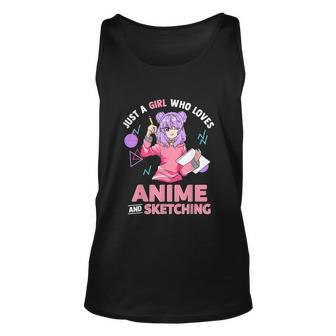 Just A Girl Who Loves Anime And Sketching Unisex Tank Top - Monsterry
