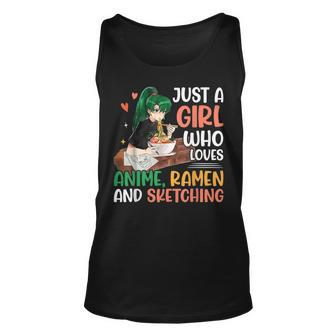 Just A Girl Who Loves Anime Ramen And Sketching Anime Lovers Men Women Tank Top Graphic Print Unisex - Thegiftio UK