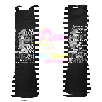 Just A Girl Who Loves Anime Ramen And Sketching Girls Ns Men Women Tank Top Graphic Print Unisex - Thegiftio