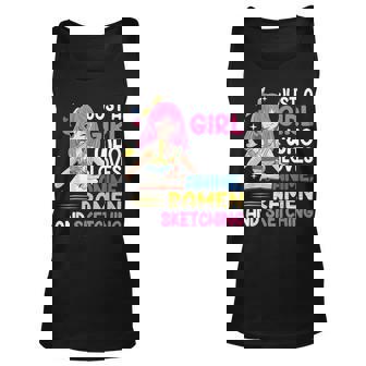 Just A Girl Who Loves Anime Ramen And Sketching Japan Anime Men Women Tank Top Graphic Print Unisex - Thegiftio