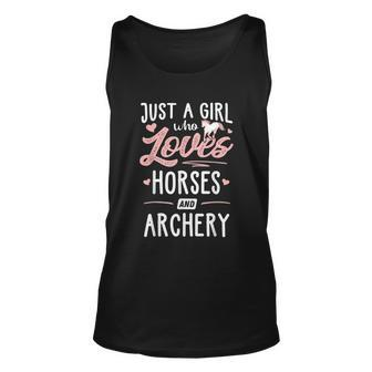 Just A Girl Who Loves Horses And Archery Horse Lover Graphic Design Printed Casual Daily Basic Unisex Tank Top - Thegiftio UK