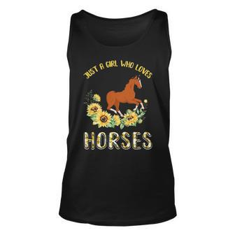 Just A Girl Who Loves Horses And Sunflowers Unisex Tank Top - Thegiftio UK