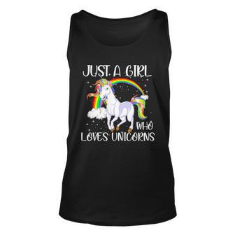 Just A Girl Who Loves Unicornsjust A Girl Who Loves Unicorns Unisex Tank Top - Thegiftio UK