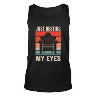 Just Resting My Eyes Sayings Fathers Day Dad Daddy Father Gift Graphic Design Printed Casual Daily Basic Unisex Tank Top - Thegiftio UK