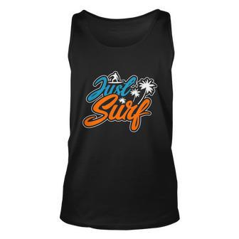 Just Surf Plam Tree Summer Time Unisex Tank Top - Monsterry UK