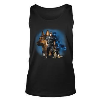 K-9 With Police Officer Silhouette Unisex Tank Top - Monsterry DE