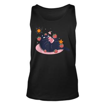 Kawaii Cat Strawberry Milk Japanese Cat Lover Neko Anime Men Women Tank Top Graphic Print Unisex - Thegiftio UK