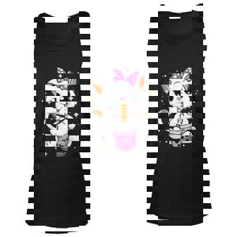 Kawaii Neko Anime Cat Boba Drink Bubble Tea Tapioca Unisex Tank Top - Thegiftio