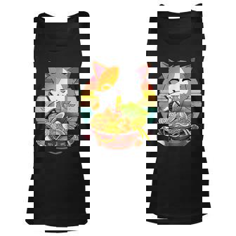 Kawaii Ramen Cat Japanese Neko Noodle Funny Vintage Anime Men Women Tank Top Graphic Print Unisex - Thegiftio