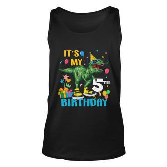 Kids Boys Its My 5Th Birthday Happy 5 Year Trex Tshirt Unisex Tank Top - Monsterry