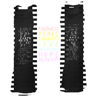 Kindness Peace Inclusion Hope Rainbow For Gay And Lesbian Gift Unisex Tank Top - Monsterry