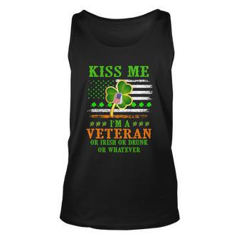 Kiss Me Im A Veteran Irish St Patricks Day Veteran Graphic Design Printed Casual Daily Basic Unisex Tank Top - Thegiftio UK