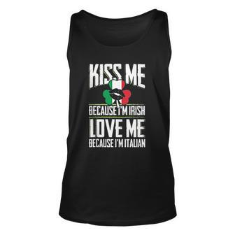 Kiss Me Im Irish Love Me Im Italian St Patricks Proud Irish V2 Men Women Tank Top Graphic Print Unisex - Thegiftio UK