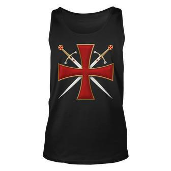 Knight Templar T Shirt-Cross And Sword Templar-Knight Templar Store Unisex Tank Top - Seseable