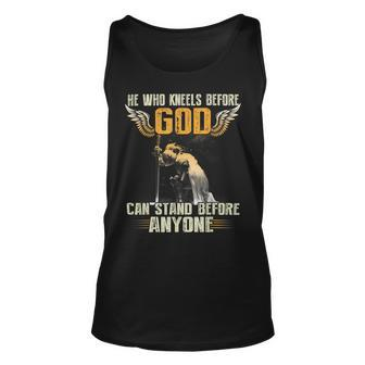 Knight Templar T Shirt - He Who Kneels Before God Can Stand Before Anyone - Knight Templar Store Unisex Tank Top - Seseable