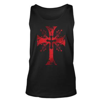 Knight Templar T Shirt - The Warrior Of God Bloodstained Cross - Knight Templar Store Unisex Tank Top - Seseable