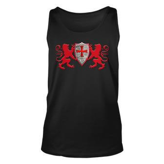 Knights Templar T Shirt - Two Lions And The Knights Shield Unisex Tank Top - Seseable