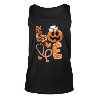 Leopard Love Cna Halloween Nurse Doctor Pumpkin Fall Unisex Tank Top - Seseable