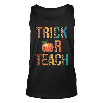 Leopard Trick Or Teach Pumpkin Teacher Halloween Costume Unisex Tank Top - Seseable