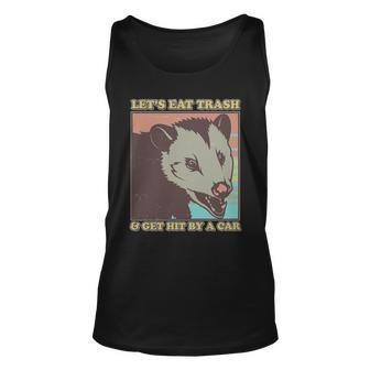 Lets Eat Trash And Get Hit By A Car Opossum V2 Unisex Tank Top - Thegiftio UK