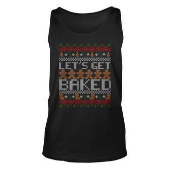 Lets Get Baked Ugly Christmas Sweater Tshirt Unisex Tank Top - Monsterry