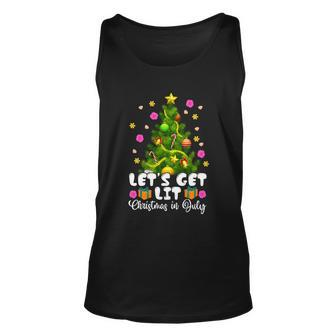 Lets Get Lit Christmas In July Funny Christmas Tree Pajamas Gift Unisex Tank Top - Thegiftio UK