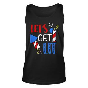 Lets Get Lit Fireworks Firecracker Funny Fourth 4Th Of July Unisex Tank Top - Seseable
