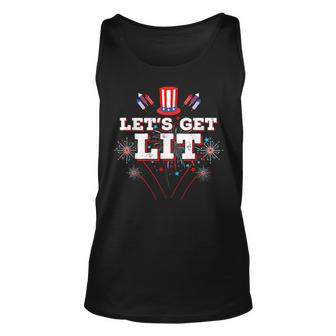 Lets Get Lit Fireworks Usa Independence Day 4Th Of July Unisex Tank Top - Seseable