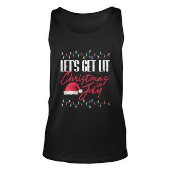 Lets Get Lit Funny Christmas In July Graphic Gift Unisex Tank Top - Monsterry UK