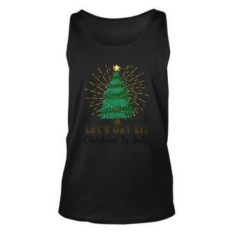 Lets Get Lit Funny Christmas In July Graphic Gift Unisex Tank Top - Monsterry