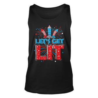 Lets Get Lit Usa Flag Cute Firework Patriotic 4Th Of July Unisex Tank Top - Seseable