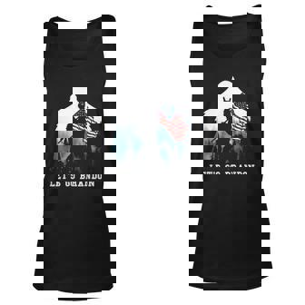 Lets Go Brandon Camping Bigfoot Rock And Roll American Flag Men Women Tank Top Graphic Print Unisex - Thegiftio UK