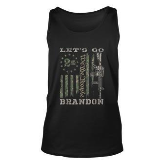 Lets Go Brandon Gun American Flag Patriots Lets Go Brandon Unisex Tank Top - Thegiftio UK