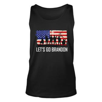 Lets Go Brandon Military Troops American Flag Tshirt Unisex Tank Top - Monsterry DE