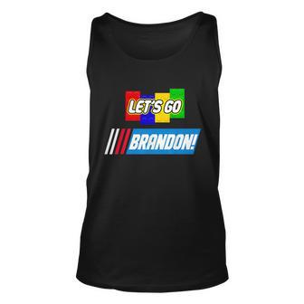 Lets Go Brandon Racing Biden Chant Spoof Logo Unisex Tank Top - Monsterry