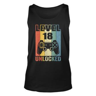 Level 18 Unlocked 18Th Video Gamer Birthday Boy Gift V2 Unisex Tank Top - Seseable