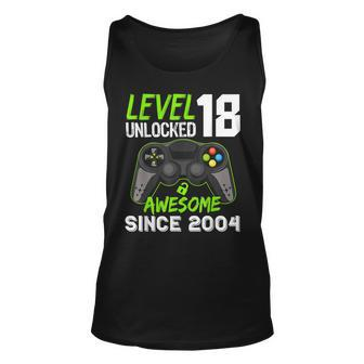 Level 18 Unlocked Awesome 2004 Video Game 18Th Birthday Unisex Tank Top - Thegiftio UK